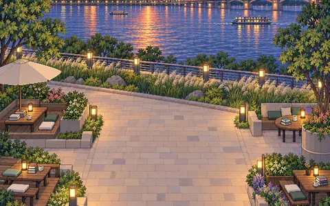 Hangang Riverside Park at Sunset